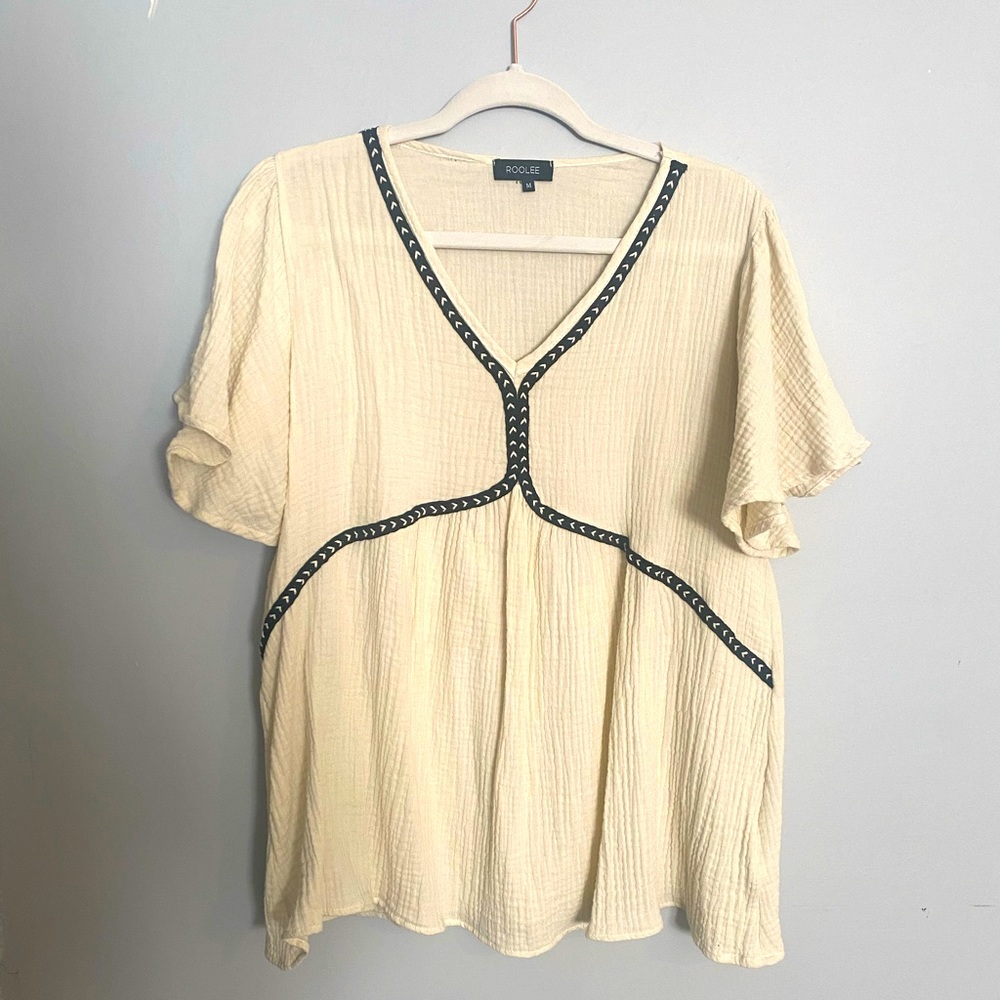 Roolee size medium flutter sleeve top. Worn once.
